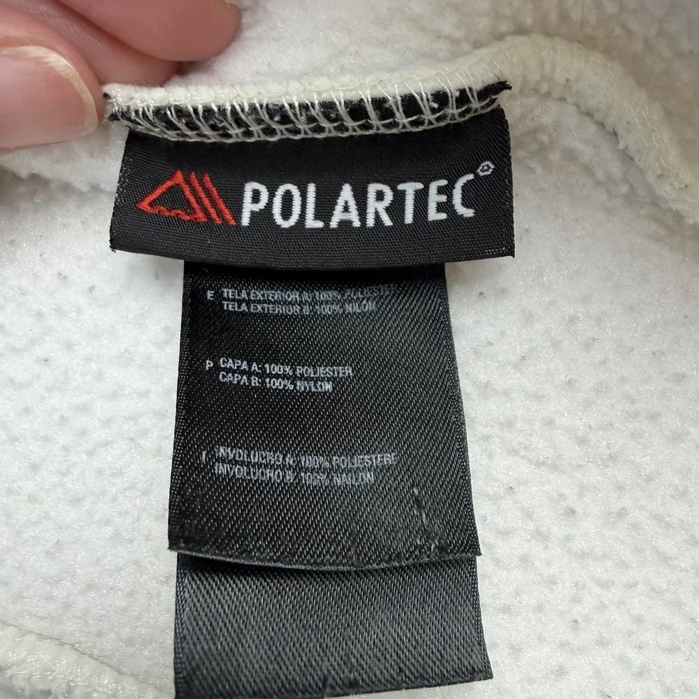 The North Face Denali Jacket Women Small‎ White Gray Polartec Fleece Full Zip